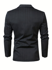 Men's Casual Striped Double Breasted Suit Top