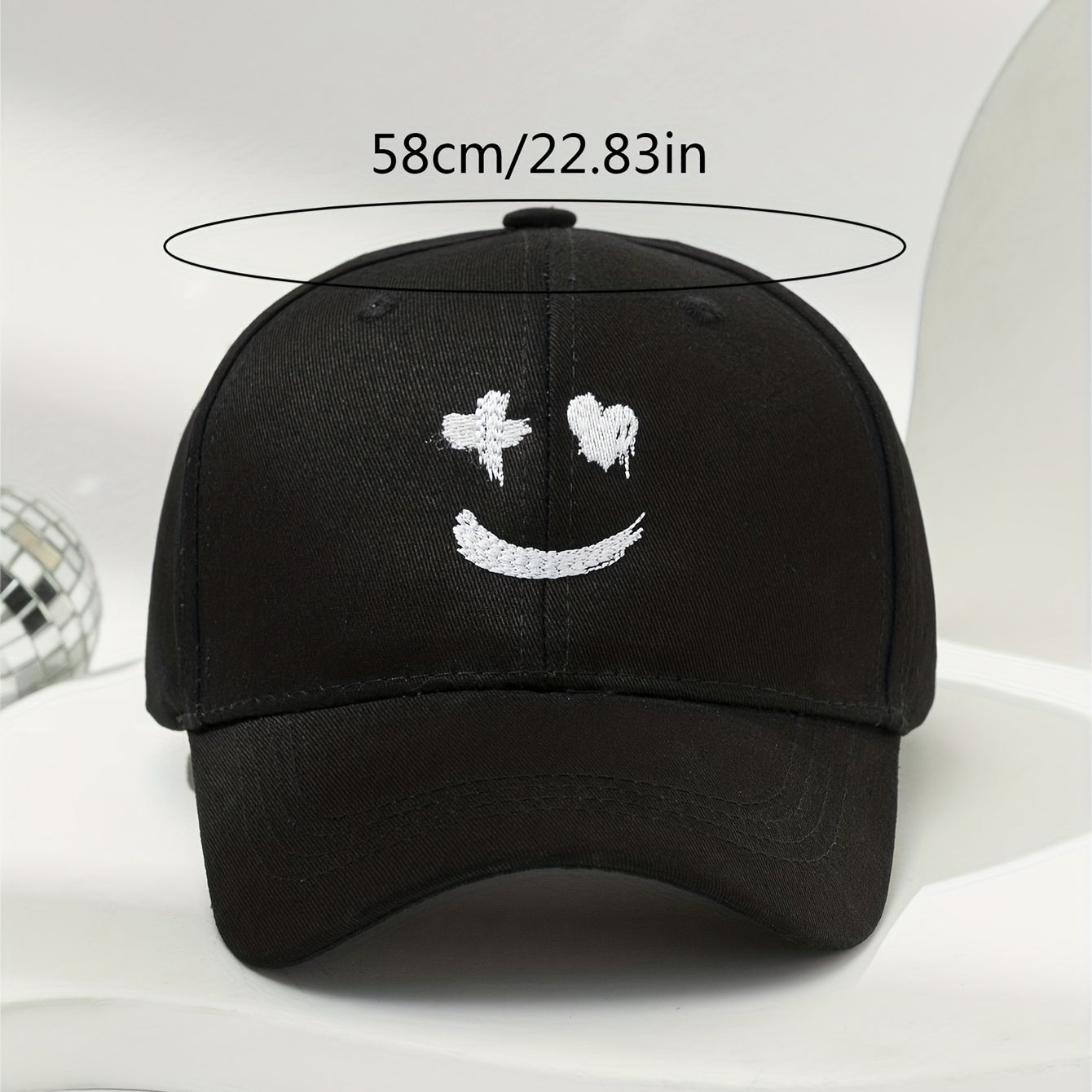 Smiling Face Embroidery Baseball Cap Unisex Hip Hop Sun Hat Adjustable