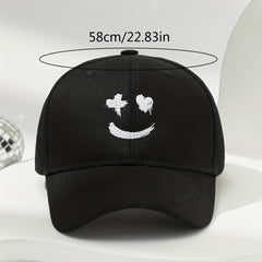 Smiling Face Embroidery Baseball Cap Unisex Hip Hop Sun Hat Adjustable