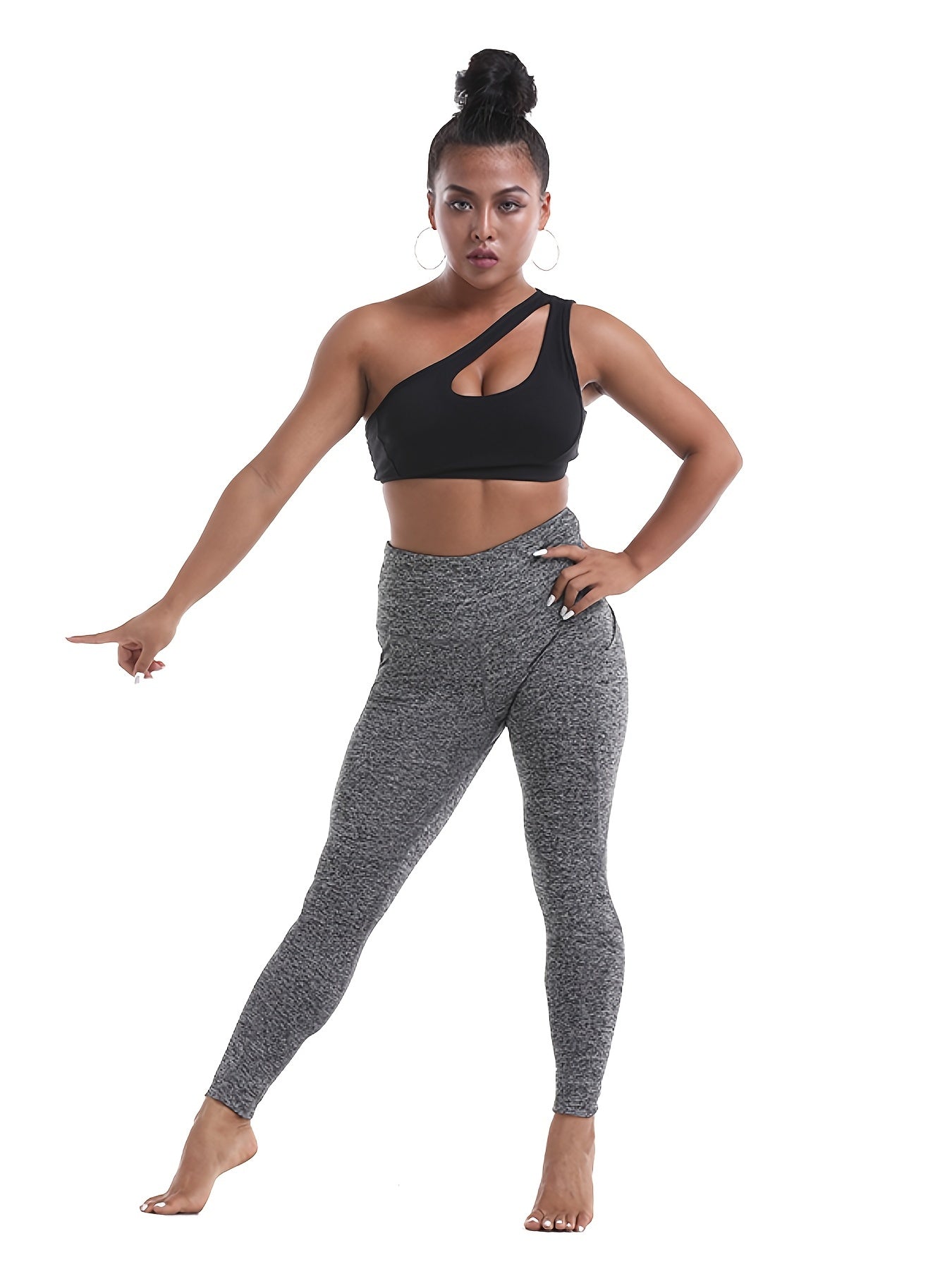 High Waist Leggings With Pockets Athletic Fitness Yoga Running Trousers