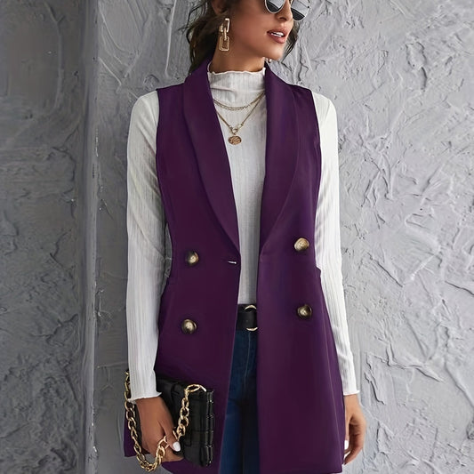 Solid Button Shawl Collar Blazer