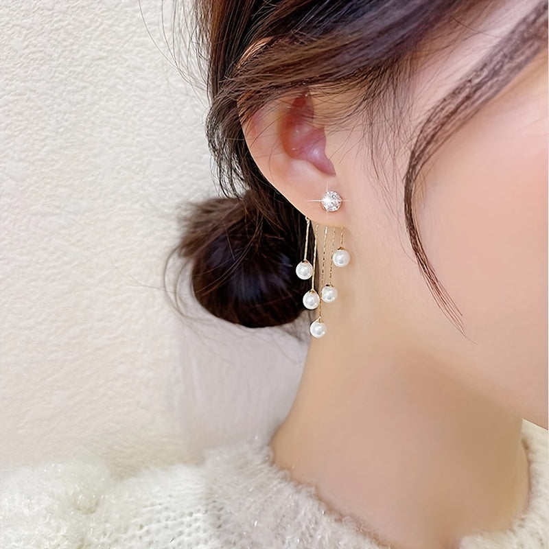 Women Tassel Pearl Earrings Classic Jewelry For Girls