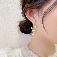 Women Tassel Pearl Earrings Classic Jewelry For Girls