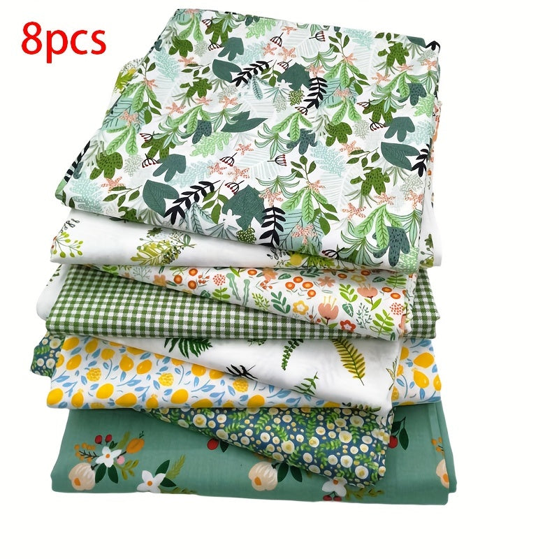 8pcs Cotton Twill Floral Bedding Fabric Spring Summer Print DIY Cloth