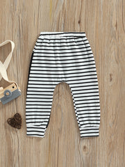 Boys Striped Zip Up Long Pants for Spring and Autumn