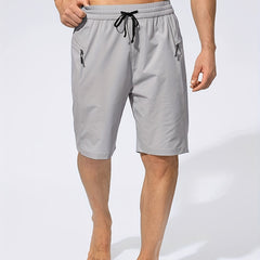 Men's Breathable Sport Shorts with Zipper Pocket for Gym Workout