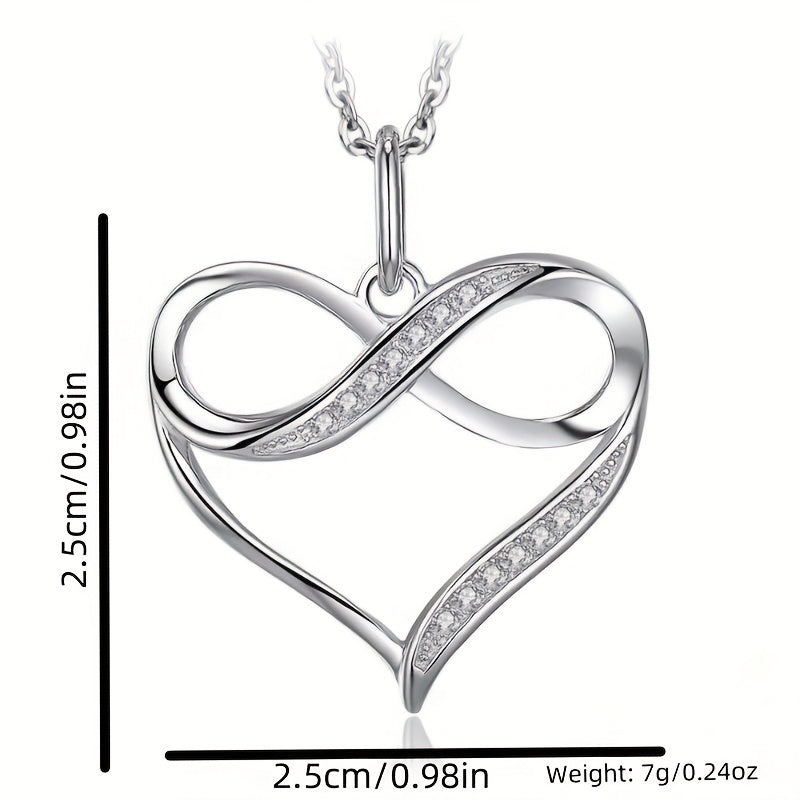 Rhinestone Infinity Heart Pendant Necklace Holiday Birthday Gift For Girls