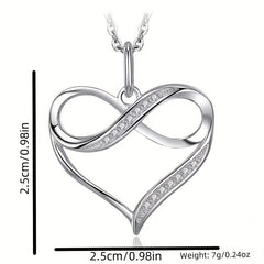 Rhinestone Infinity Heart Pendant Necklace Holiday Birthday Gift For Girls