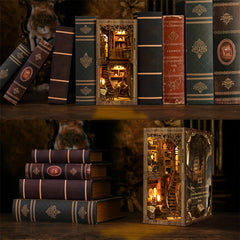3D Puzzle Bookshelf Dark Brown Wooden Jigsaw Model Decorative Bookend
