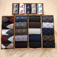 5 Pairs Men's Winter Warm Business Crew Socks