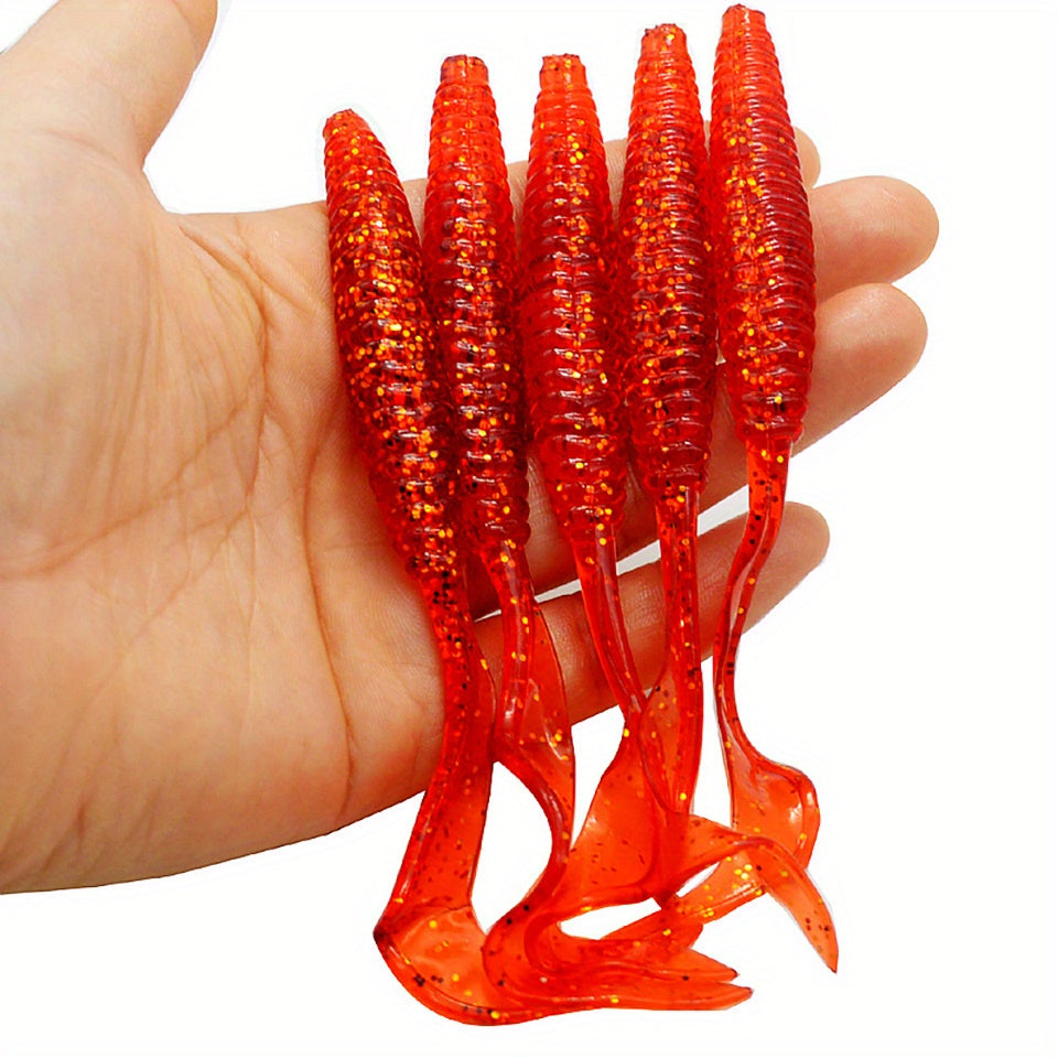 5pcs Soft Fishing Lure Twister Tail Bass Baits