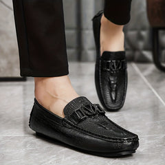 Men's Crocodile Pattern Horsebit Loafers Smart Casual Shoes