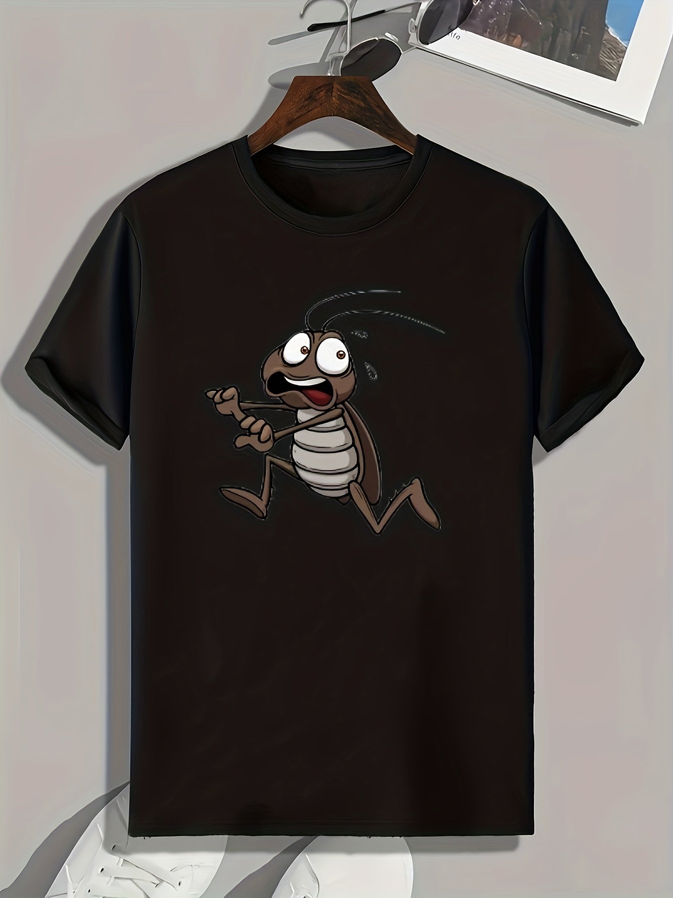 Cartoon Cockroach Pattern Print Men's Outdoor Sports T-shirt