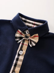 Baby Long Sleeve Jumpsuit with Bow Tie