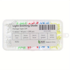 200PCS 3MM LED Diodes Assortment Set Red Yellow Green F3 LED Diode
