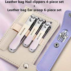 10pcs Nail Clipper & Ear Spoon Set Stainless Steel Nail Trimming Tools