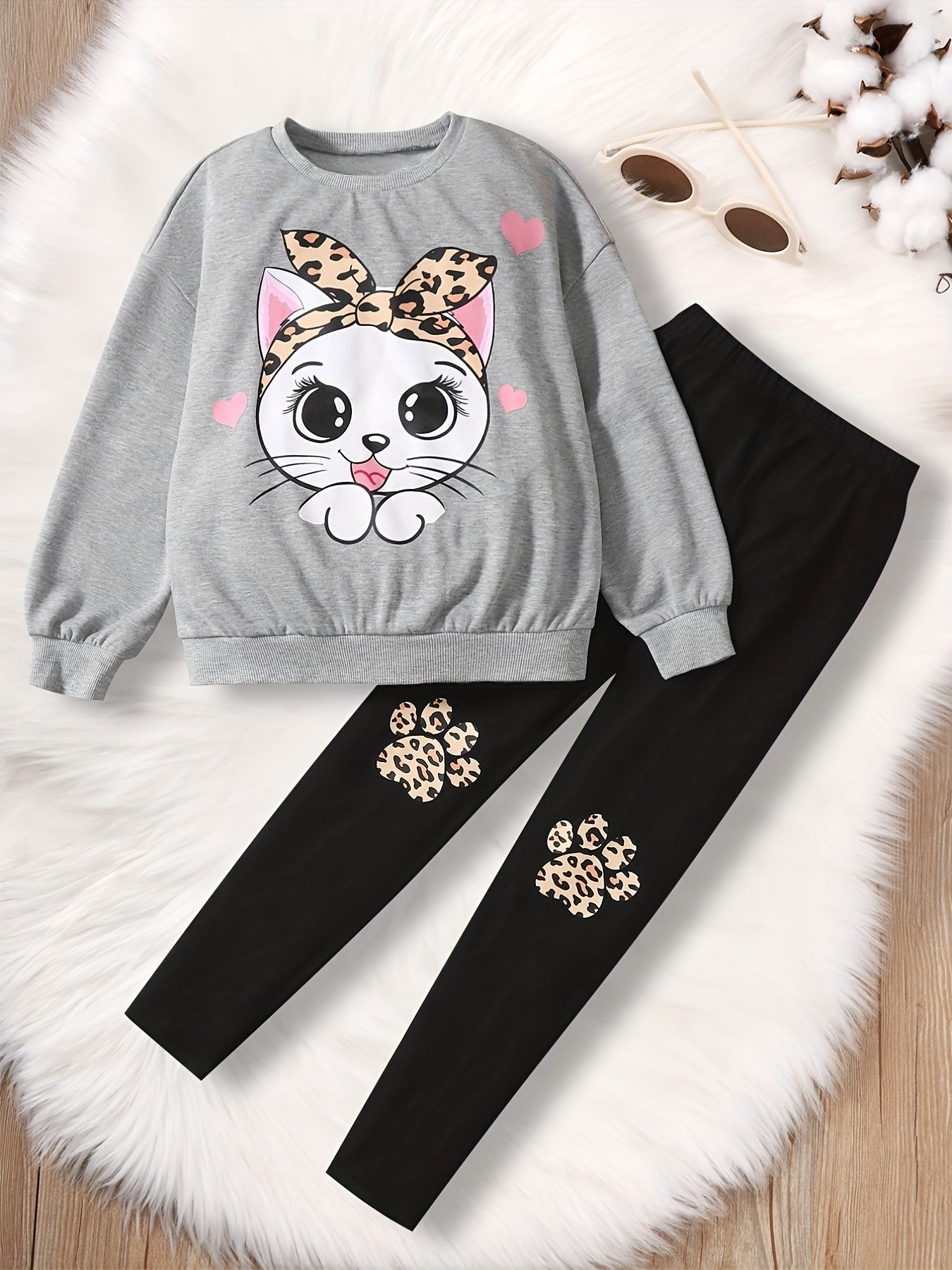 Toddler Girl's Cat Headband 2pc Set