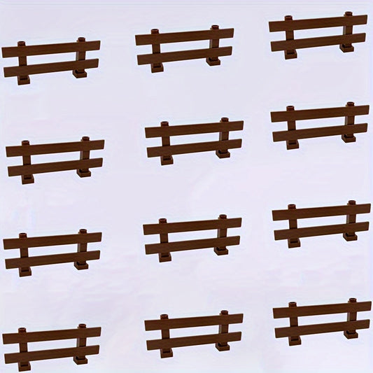 12pcs Building Block Farm Fence DIY Animal Scene Play Toy
