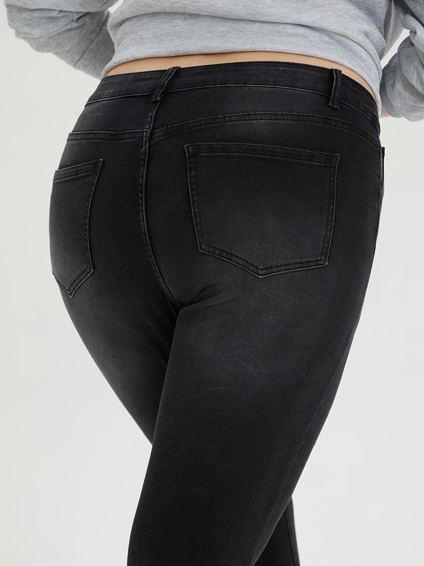 Casual Jeans Women's High Stretch Tapered Leg Washed Jeans
