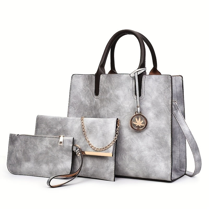 Classic Tote Bag Set for Work & Travel - Solid All Match Satchel