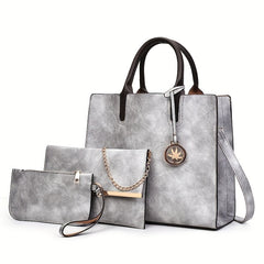 Classic Tote Bag Set for Work & Travel - Solid All Match Satchel