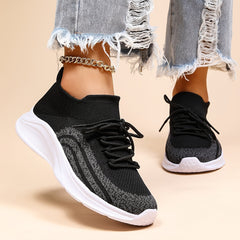 Women's Knit Breathable Low Top Lace-Up Sneakers