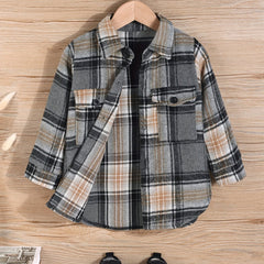 Boys Plaid Shirts Long Sleeve Button Down Tops Spring Fall Outwear Shirts
