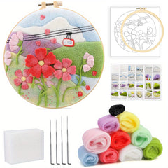 DIY Wool Felting Painting Embroidery Frame Needle Wool Painting Picture 20x20cm