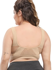 2 Pack Plus Size Sports Bra Set Women's Plus Solid Hollow Out Wireless