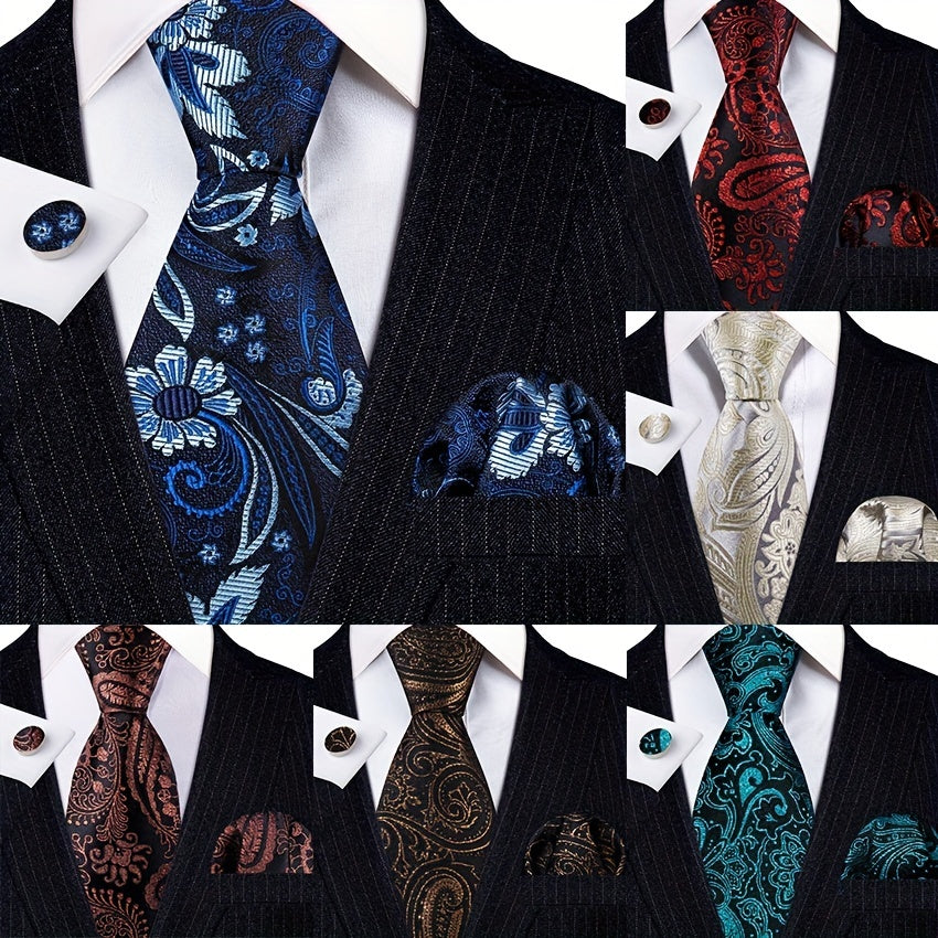 Men's Paisley Silk Tie Set for Formal Party