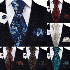 Men's Paisley Silk Tie Set for Formal Party