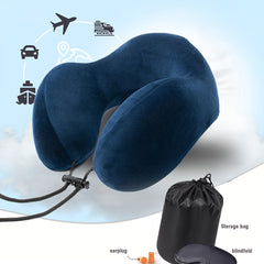 U-Shaped Travel Pillow with Storage Bag, Eye Mask, Earplugs