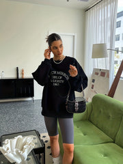 Letter Print Crew Neck Sweatshirt for Women