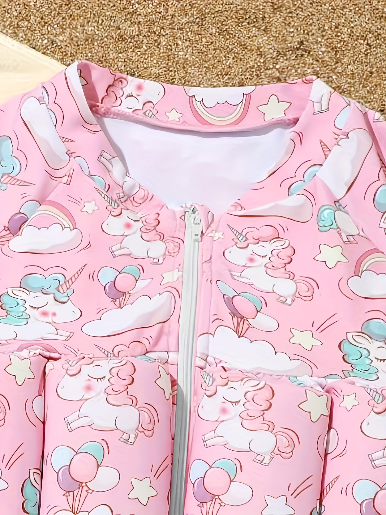 Baby Girls Unicorn Swimsuit Short Sleeve One Piece Buoyancy Summer Clothes