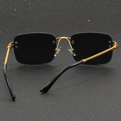 Men's Square Lens Rimless Sunglasses Vintage Eyewear