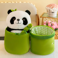 10in Bamboo Tube Panda Plush Toy - Perfect for Birthdays