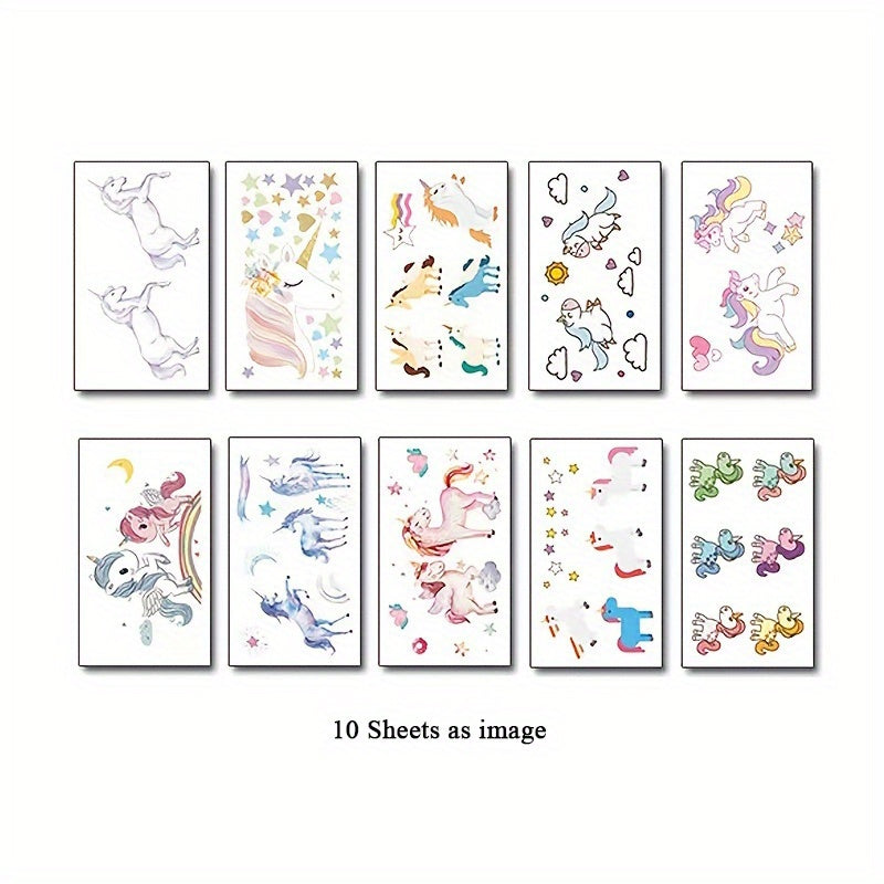 Cartoon Rainbow Unicorn Waterproof Tattoo Stickers