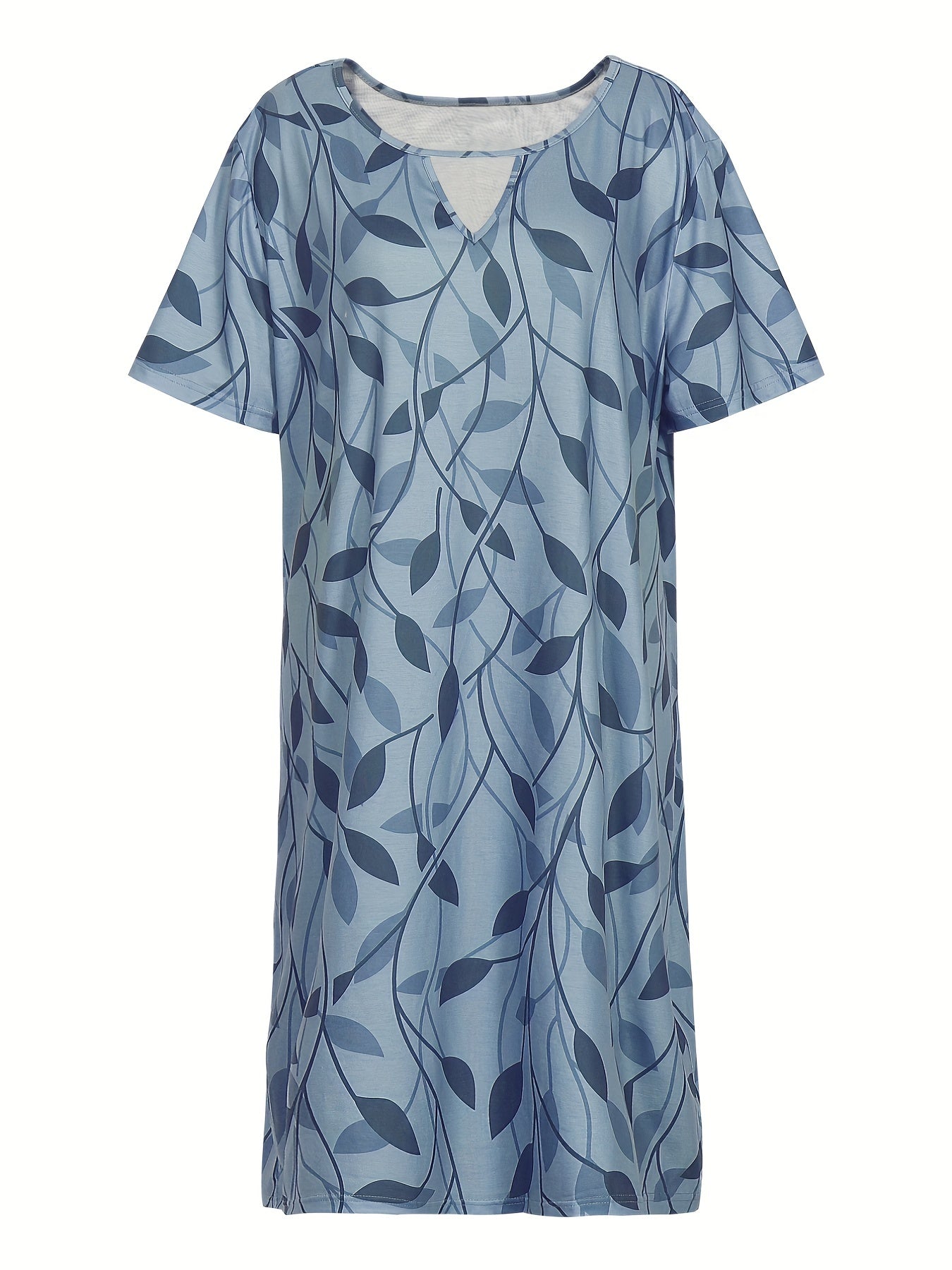 Leaf Print Cut Out Front Short Sleeve Dress