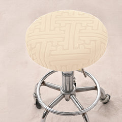Round Stool Dining Chair Slipcover Jacquard Dust Proof Soft Stool Cover
