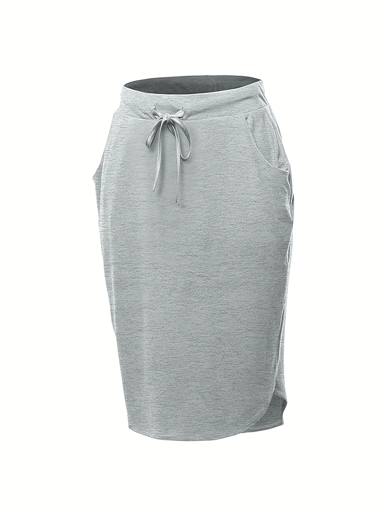 Casual Skirt Women's Plus Solid Elastic Drawstring Slight Stretch