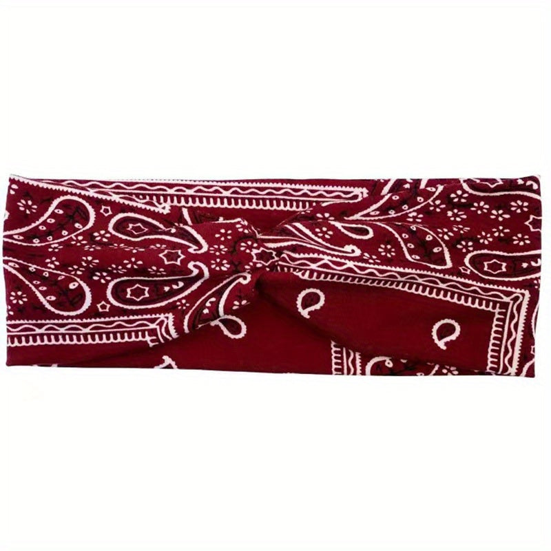 Boho Wide Knotted Hair Band Printed Bandeau Stretchy Cotton Headband