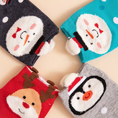 4 Pairs Cartoon Christmas Print Socks Women's Stockings