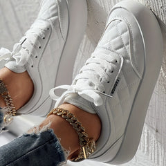 Women's Plaid Sneakers Casual Lace Up Quilted Shoes Women's Outdoor Shoes
