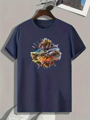 Pattern Print Men's Graphic T-shirt for Summer