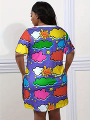 Cloud & Star Print Short Sleeve Nightdress