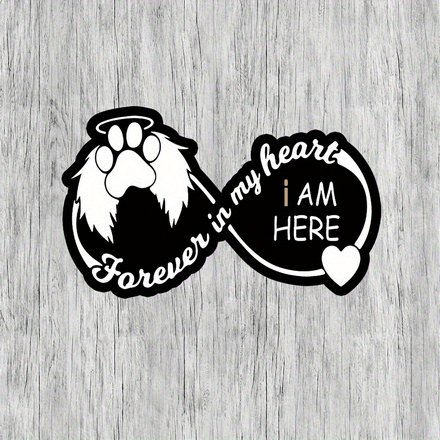 Forever in My Heart Puppy & Angel Wings Vinyl Sticker for Pet Loss