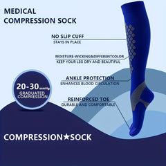 3 Pairs 20-30mmHg Compression Socks for Sports Striped Nylon Calves
