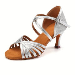 Stylish Women's Latin Dance Shoes with Cross Straps & Medium Heel