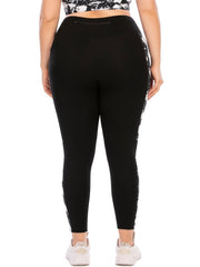 Colorblock Marble Print Yoga Sports Leggings Plus Size