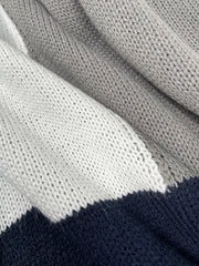 Knitted Block Sweater Men's Casual Warm Crew Neck Pullover